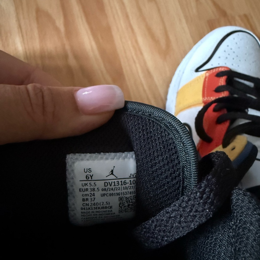 Jordan 1 Colorblock  — White, Yellow, Orange, Black